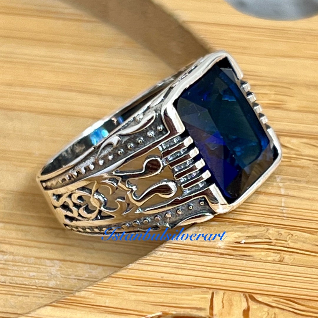 Handmade Ottoman Sapphire Ring: 925 Sterling Silver Men's Ring - Etsy