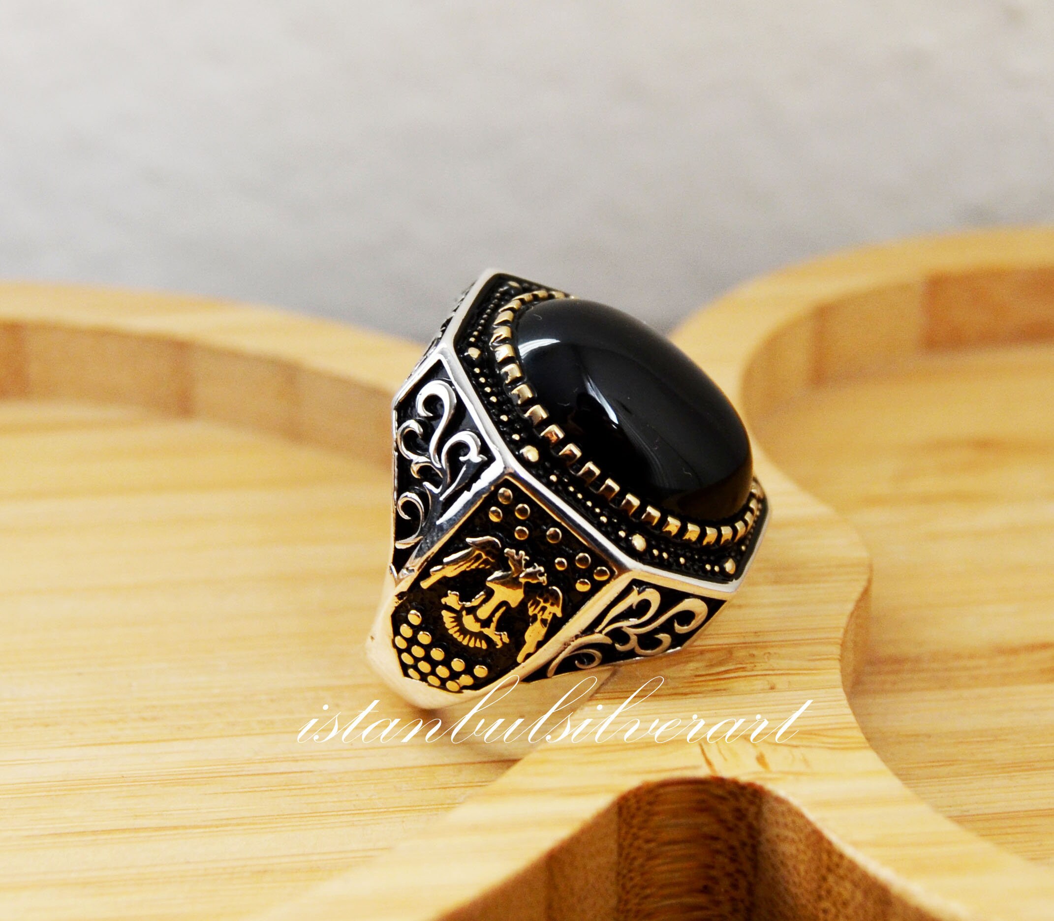 Handmade Ottoman Onyx Mens Ring: 925 Sterling Silver - Etsy