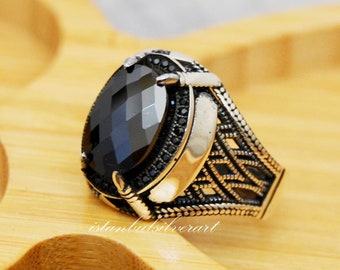 Handmade Ottoman Onyx Ring: 925 Sterling Silver Mens Ring - Etsy