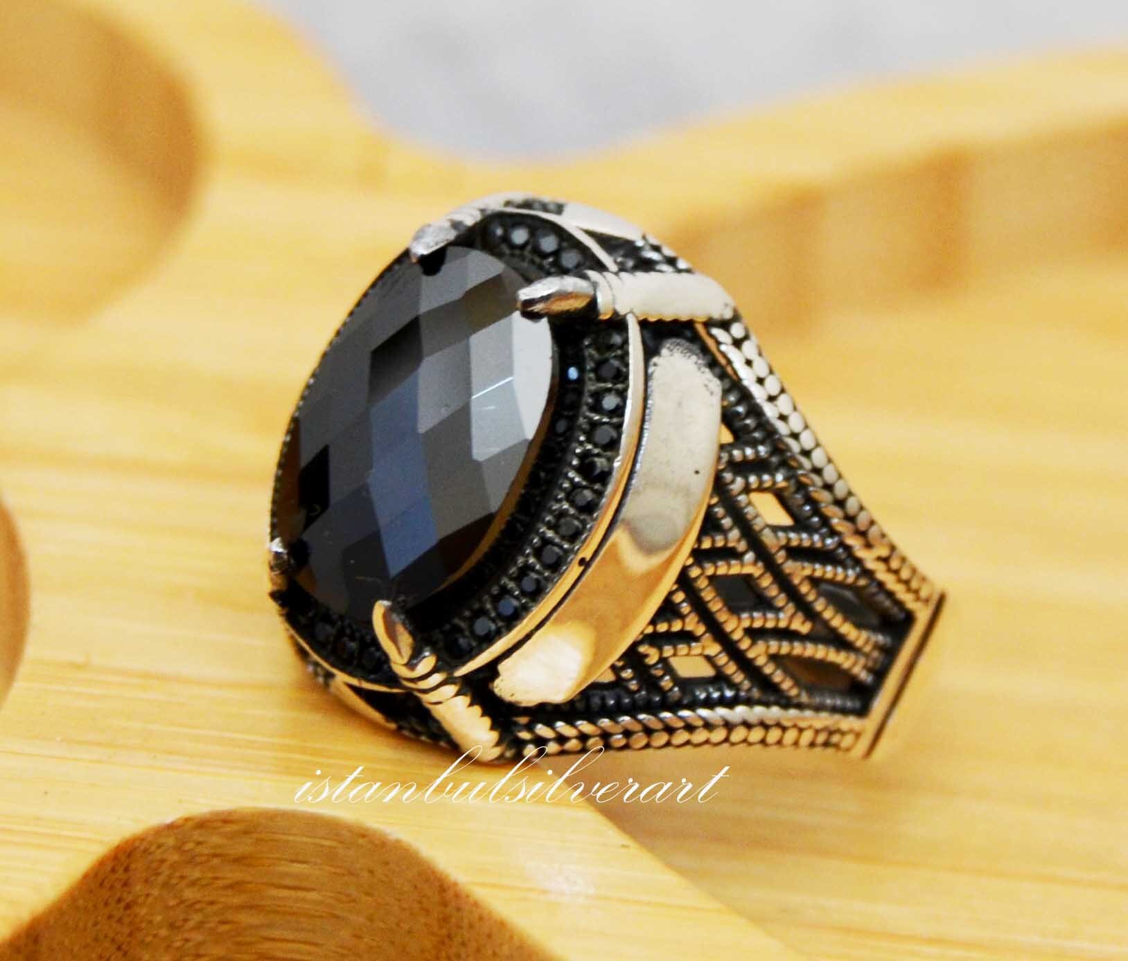 Handmade Ottoman Onyx Ring: 925 Sterling Silver Mens Ring - Etsy