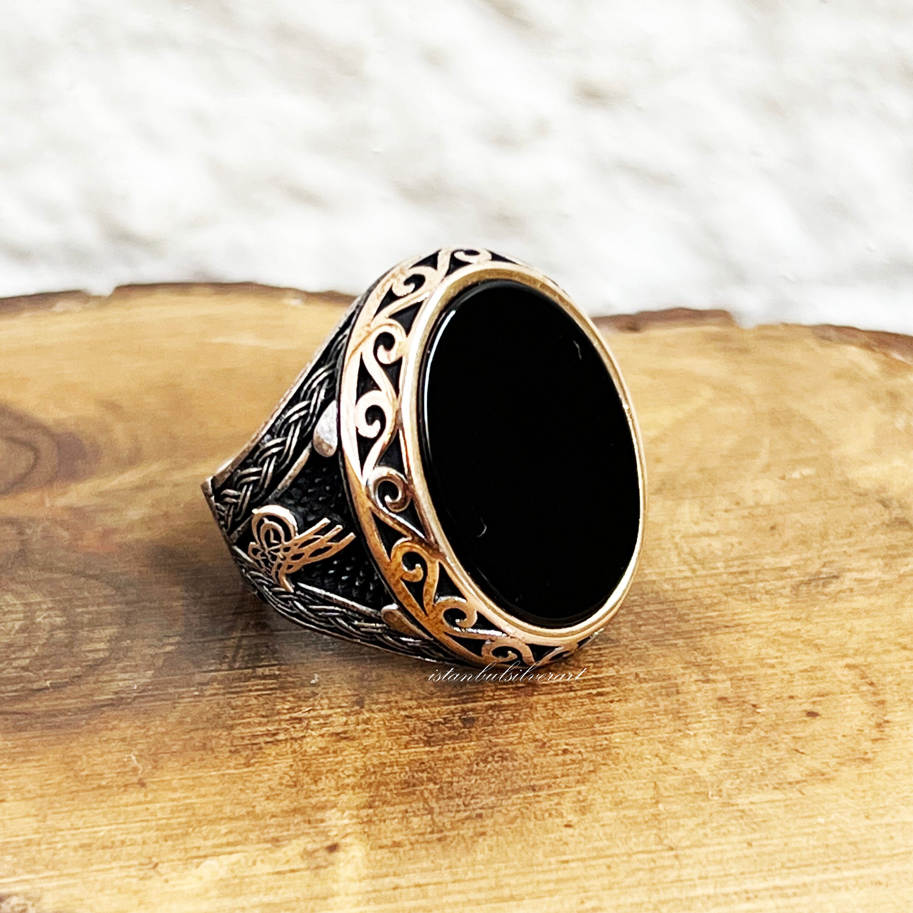 Handmade Ottoman Onyx Ring: 925 Sterling Silver Mens Ring - Etsy