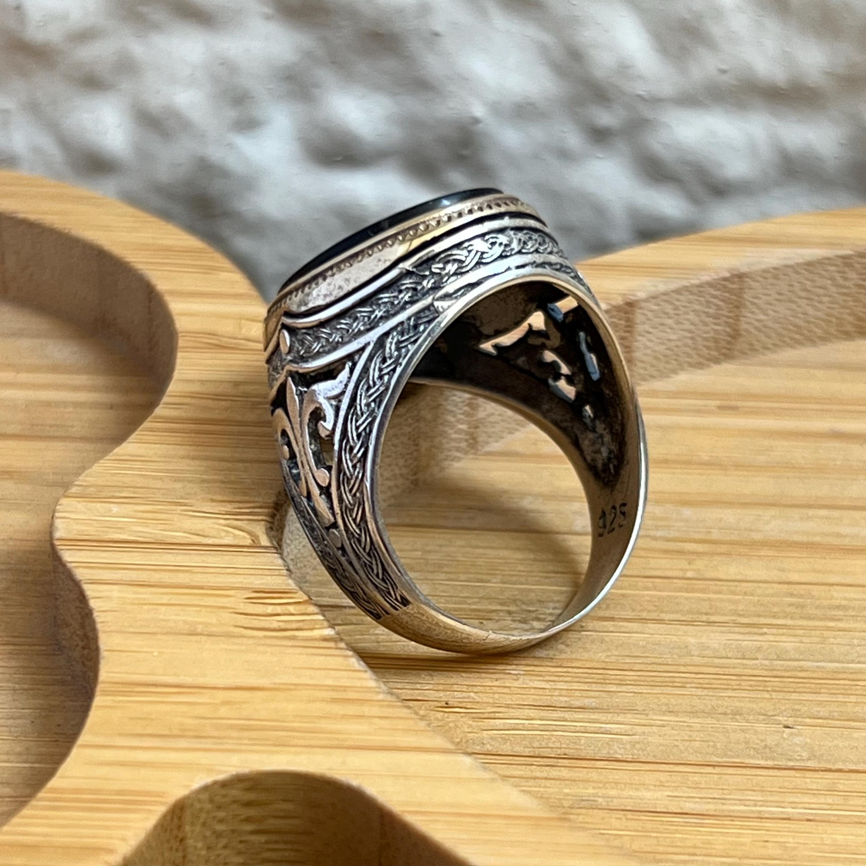 Handmade Ottoman Onyx Ring: 925 Sterling Silver Mens Ring - Etsy