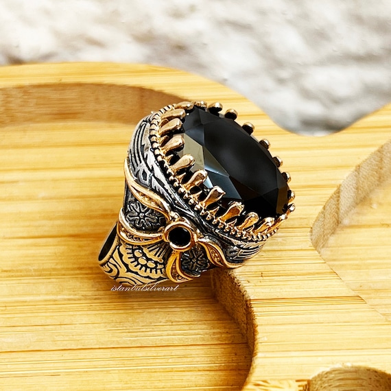 Buy Handmade Ottoman Onyx Ring: 925 Sterling Silver Mens Ring