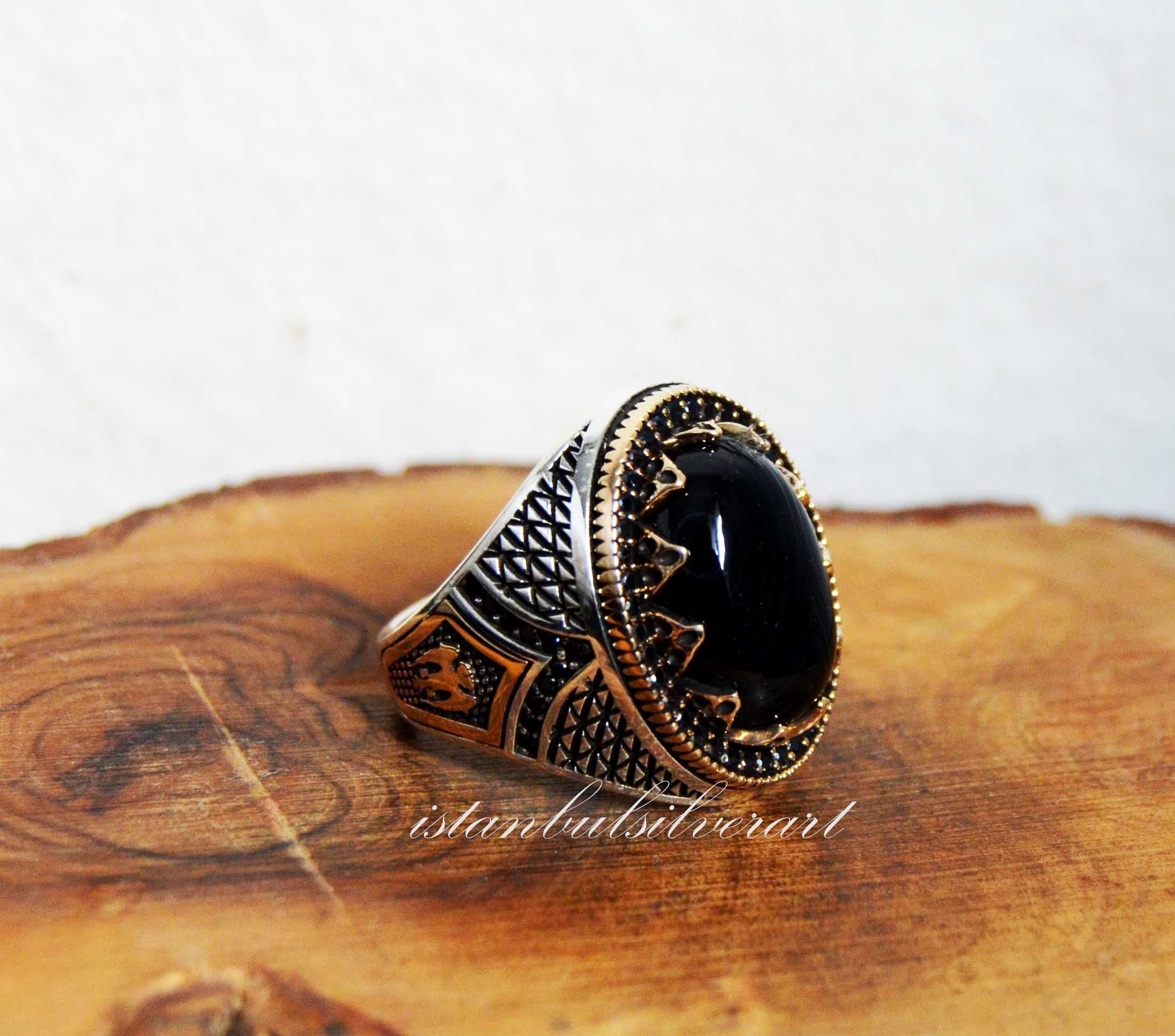 Handmade Ottoman Onyx Sterling Silver Ring for Men - Etsy Singapore