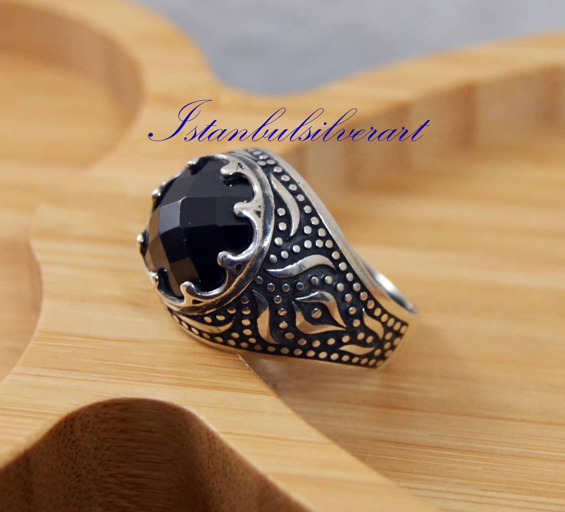 Handmade Ottoman Onyx Mens Ring: 925 Sterling Silver - Etsy