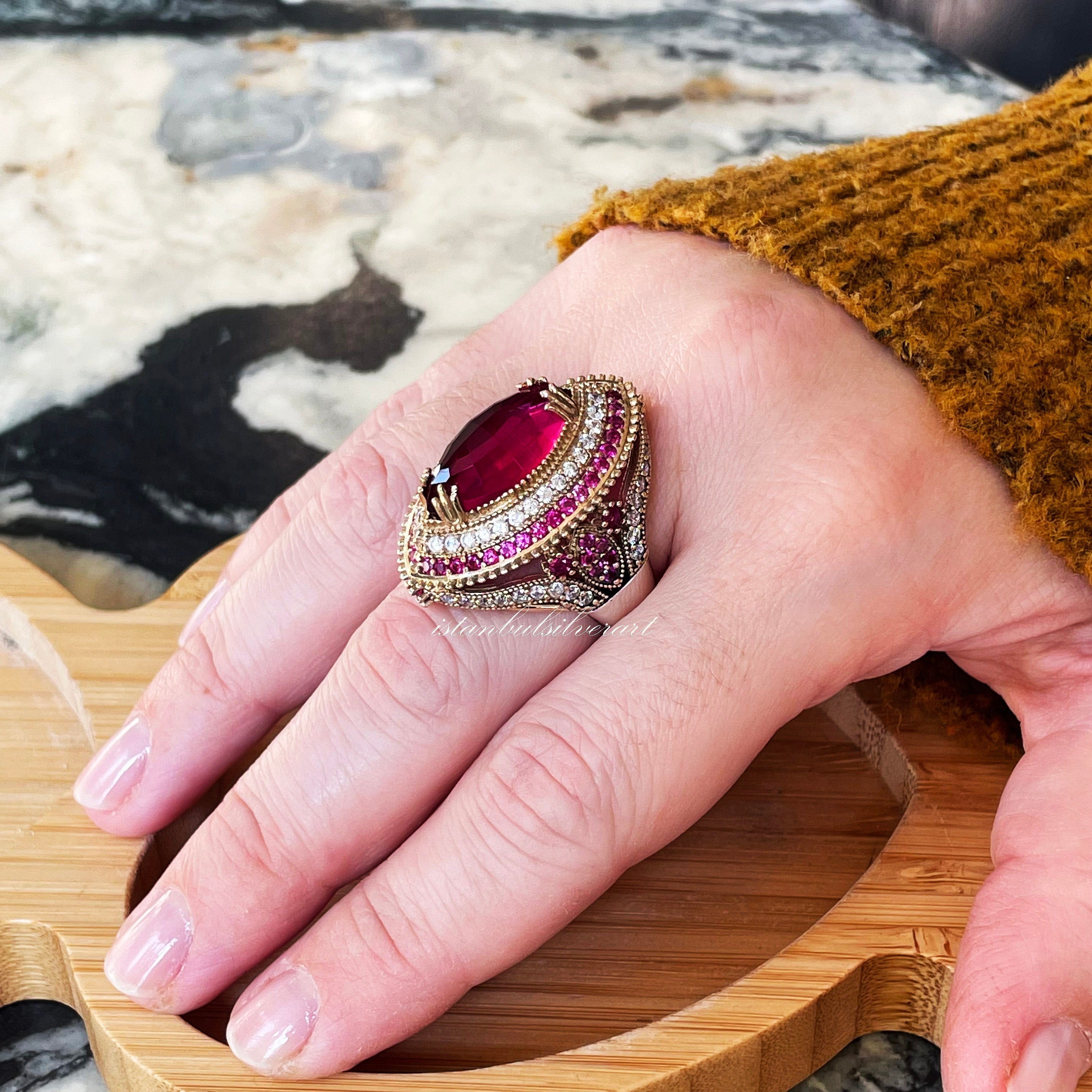 Anillo hecho a mano para mujer anillo turco de plata hecho a mano