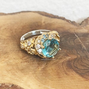 Handmade Ring Women, Turkish Handmade Silver Ladies Ring, Ottoman Ring, Aquamarine Topaz Stone Ring, Ladies Ring, 925k Sterling Silver Ring
