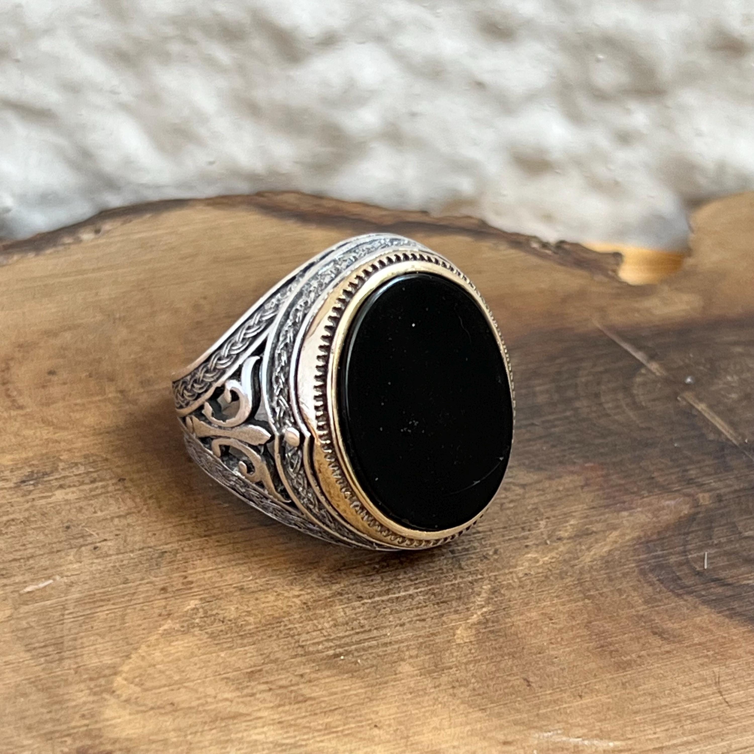 Handmade Ottoman Onyx Ring: 925 Sterling Silver Mens Ring - Etsy