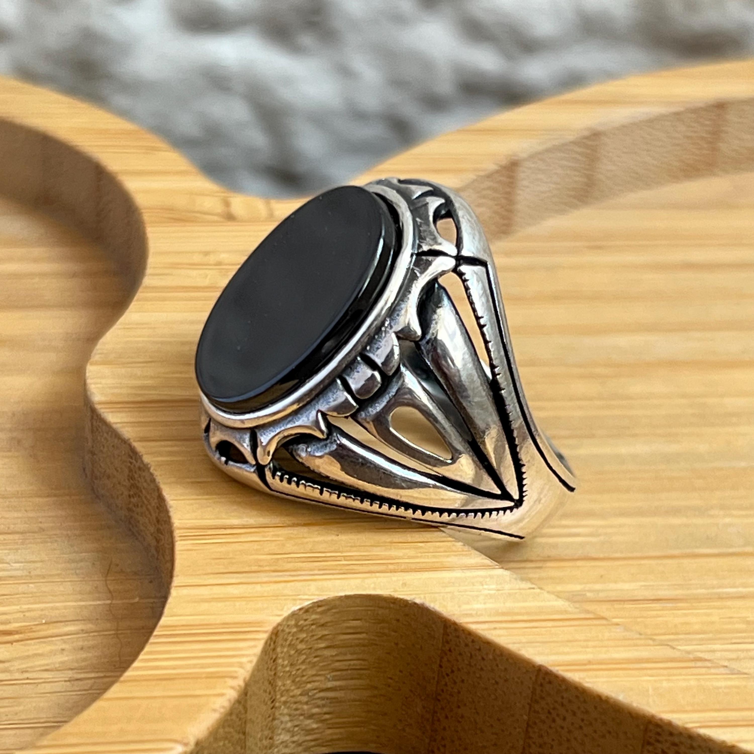 Buy Handmade Ottoman Onyx Mens Ring: 925 Sterling Silver Online in