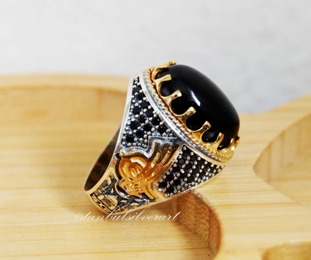 Handmade Ottoman Onyx Mens Ring: 925 Sterling Silver - Etsy