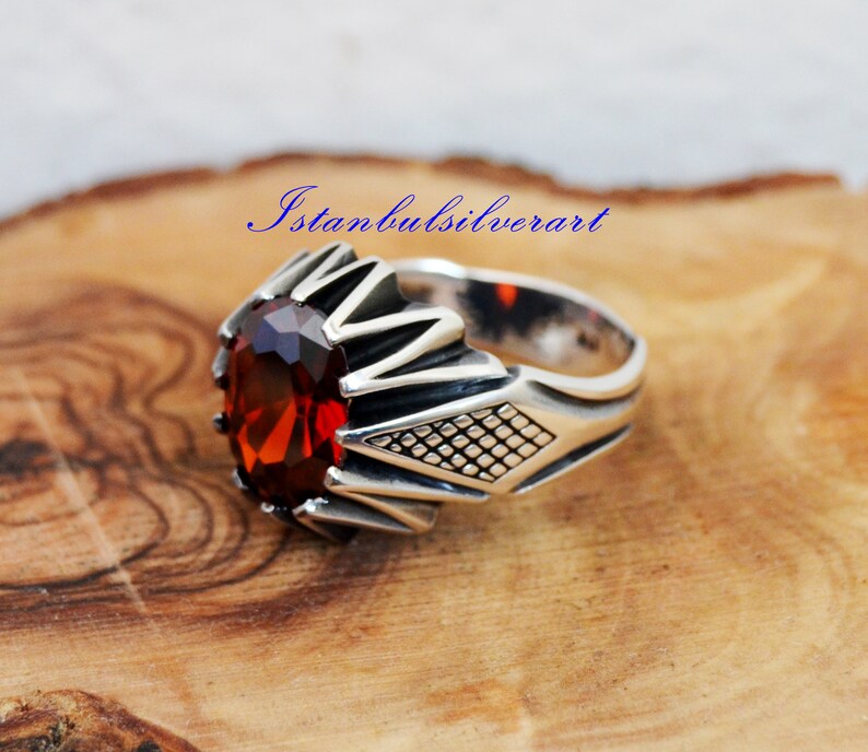 Mens Handmade Ring Turkish Handmade Ruby Ring cubic zircon | Etsy