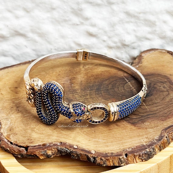 Turkish Handmade 925 Silver Bracelet, Snake, Women Vintage