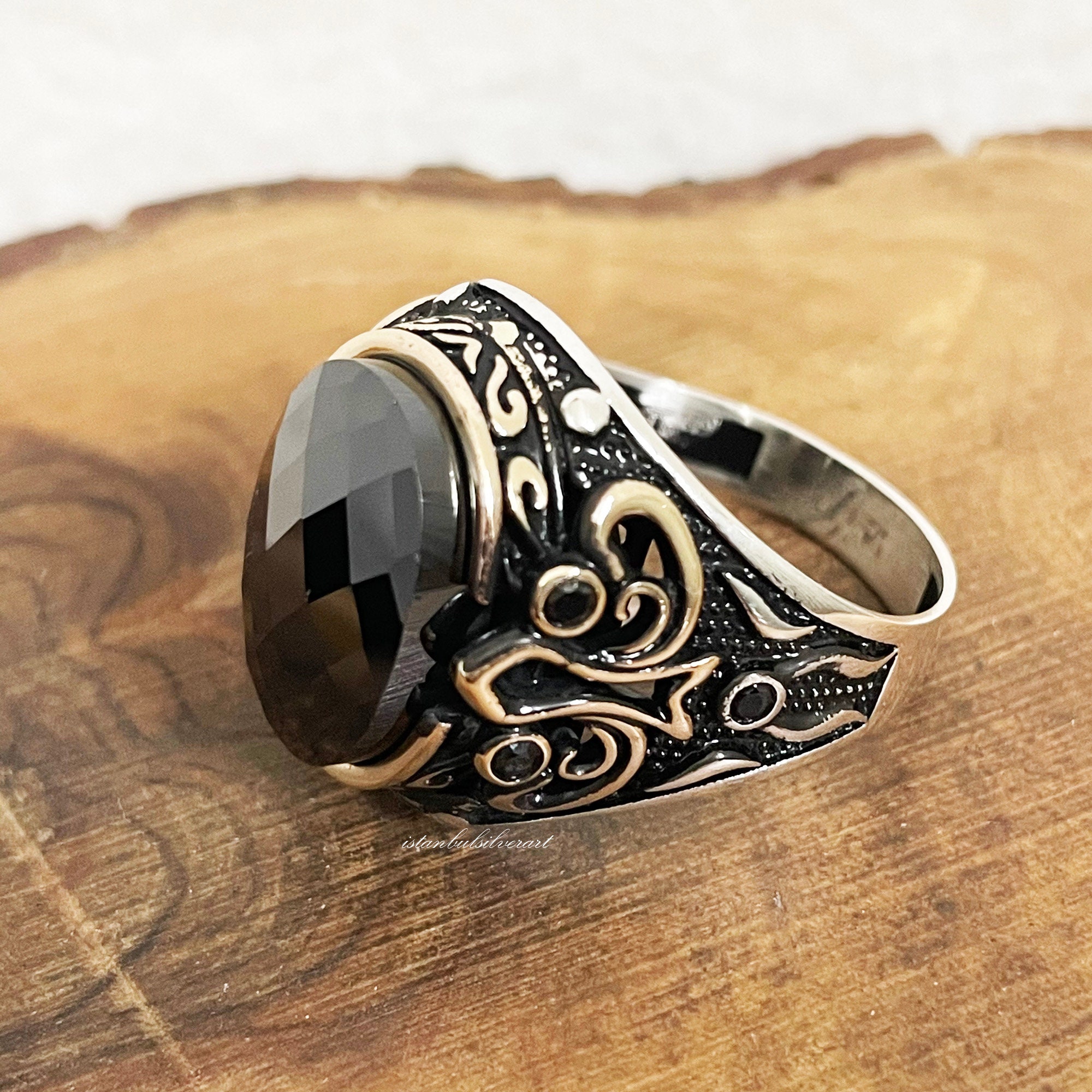 Handmade Ottoman Onyx Mens Ring: 925 Sterling Silver - Etsy