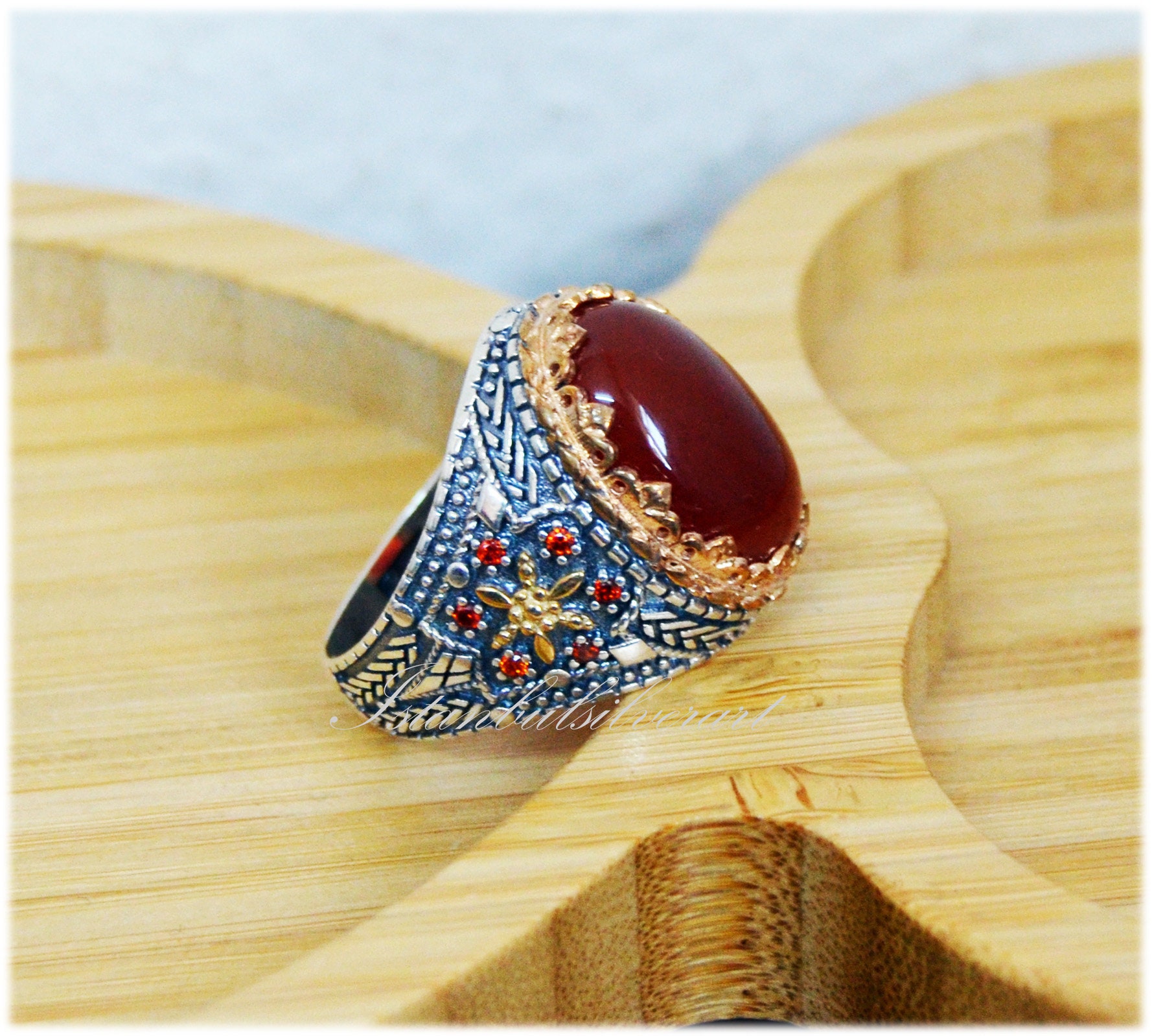 925k Sterling Silver Ring Red Agate Stone Turkish Handmade Silver Men Ring Ottoman Mens Ring Gift for Him Mens Handmade Ring