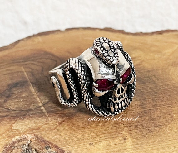 Sterling Silver Red Crystal Eyed Snake Wrap Ring Sterling Silver Red Crystal Eyed Snake Wrap Ring