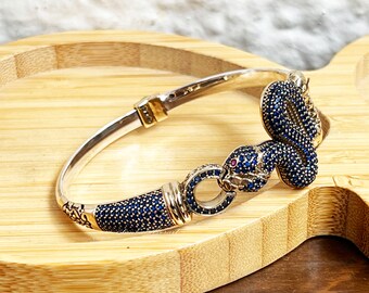 Turkish Handmade 925 Silver Bracelet, Snake, Women Vintage