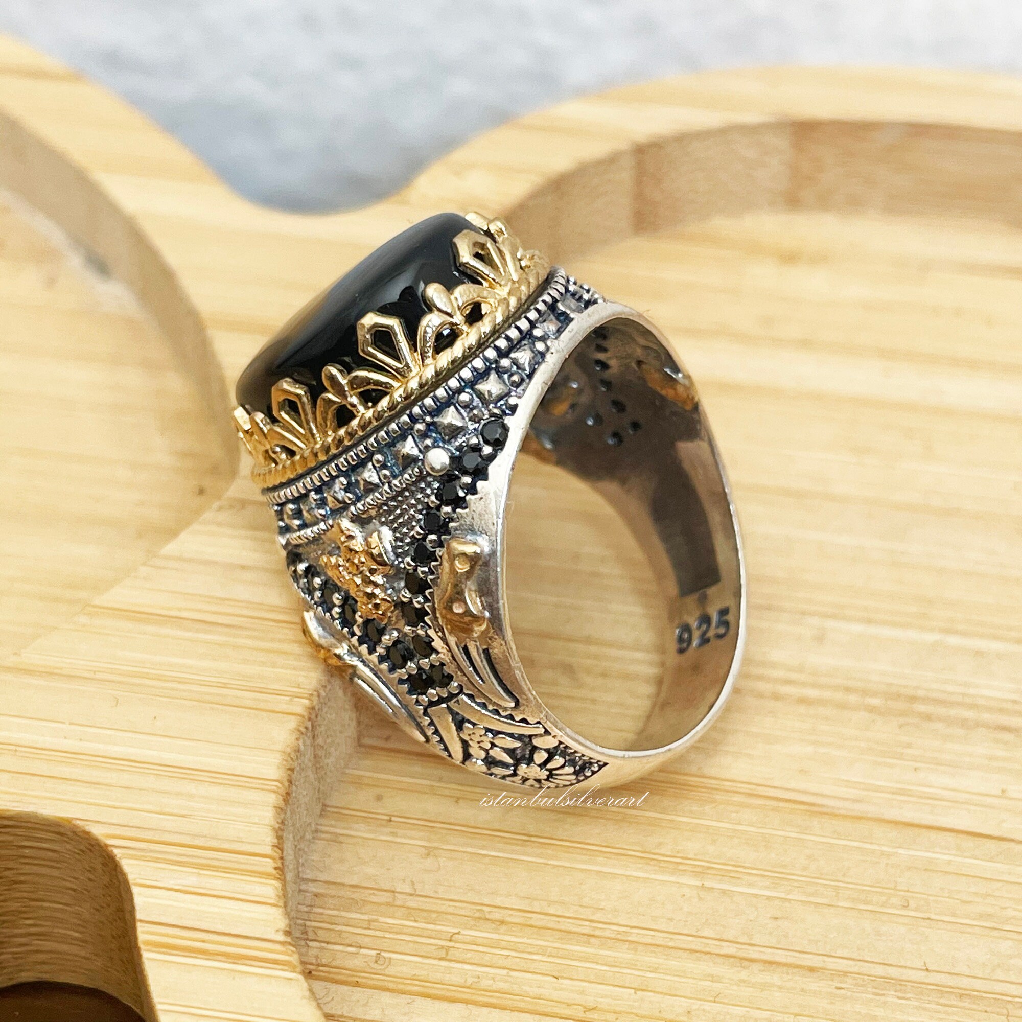 Handmade Ottoman Onyx Mens Ring: 925 Sterling Silver - Etsy