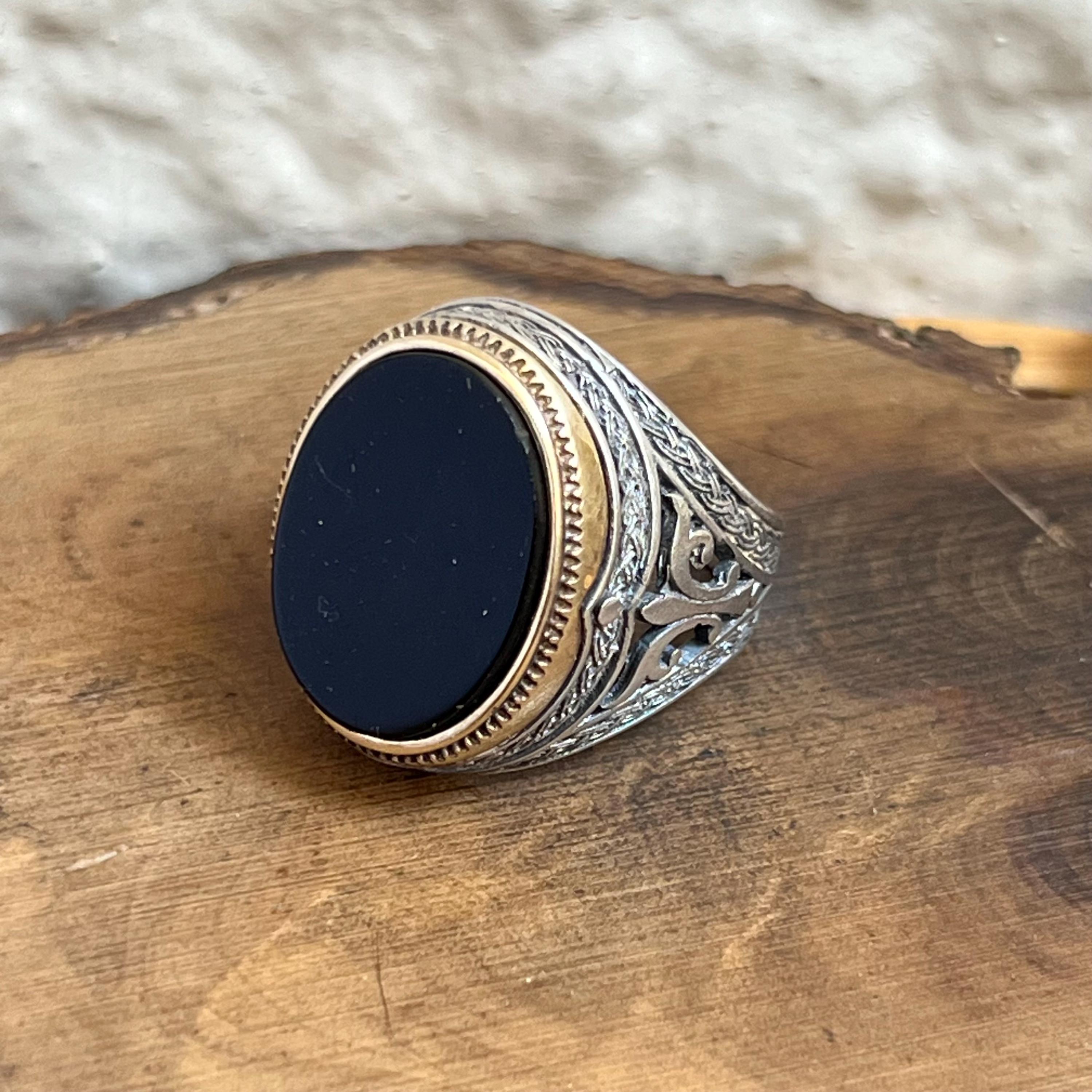 Handmade Ottoman Onyx Ring: 925 Sterling Silver Mens Ring - Etsy
