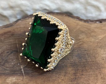 Handmade Emerald CZ Sterling Silver Ring: Turkish Ottoman Style