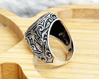 Handmade Ottoman Onyx Mens Ring: 925 Sterling Silver - Etsy