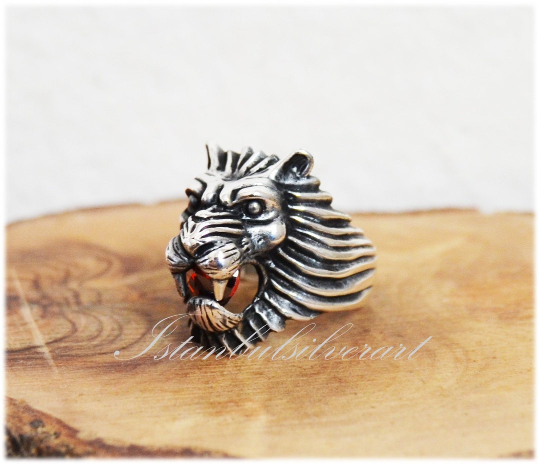 Lion Ring, Türkish Handmade Sterling Silver Ring, Animal Wrap Ring ...