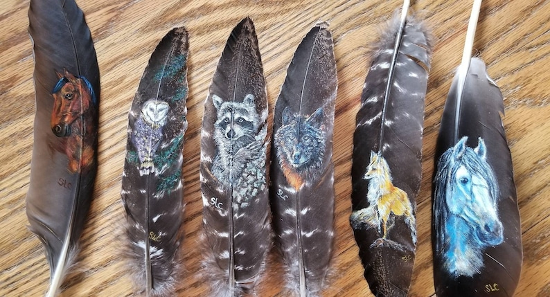 CUSTOM/PERSONALIZED shops Painted Feathers