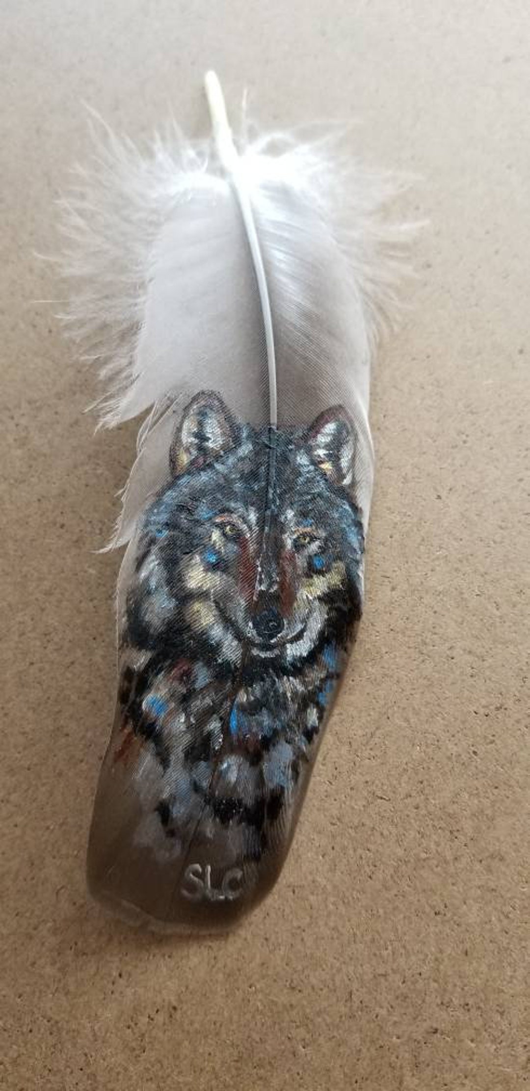 CUSTOM/PERSONALIZED Painted Wolf Feather - Etsy