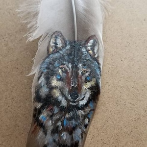 CUSTOM/PERSONALIZED Painted Wolf Feather