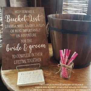 Bucket List Wedding/Wedding Reception Sign/Bridal Shower Game/Bridal Shower Sign/Rustic Bridal Shower, Wedding/Custom Wood Wedding Sign