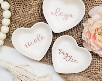 Personalized Heart Ring Dish, Bridesmaid Gift, Monogram Trinket Holder