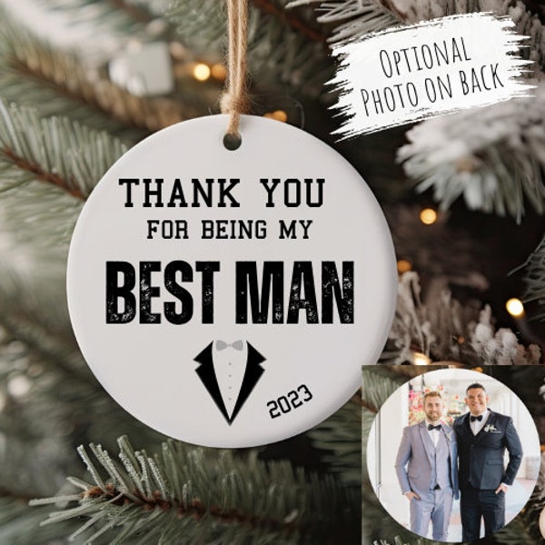 Groomsman, Best Man Ornament, Groomsman Christmas Gift, Personalized Groomsman Gift, Winter Wedding Proposal Box, Photo Gift For Him, Groom