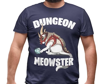 Dungeon Meowster Cat D20 Funny RPG Tabletop Gamer Shirt