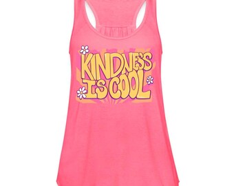 Women's Kindness is Cool Groovy Vintage Flowy Tank Top by Bella