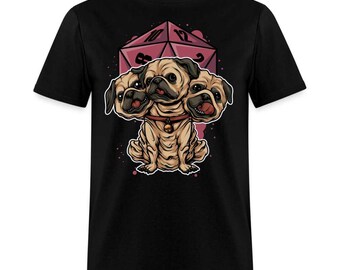 Cerberus Pug Design Fantasy Mythology Dog Lover Unisex T-Shirt