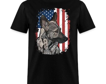 Patriotic Sable German Shepherd American Flag Unisex T-Shirt