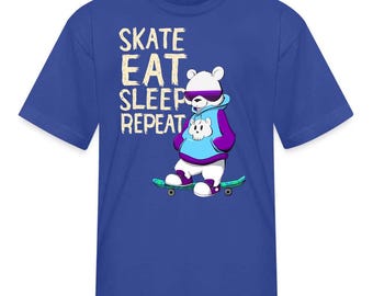 Skateboarding Polar Bear Eat Sleep Skate Repeat Kids' T-Shirt