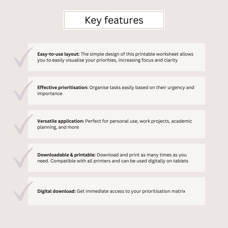 Prioritisation Matrix, Printable, Digital Download, Priority Matrix ...