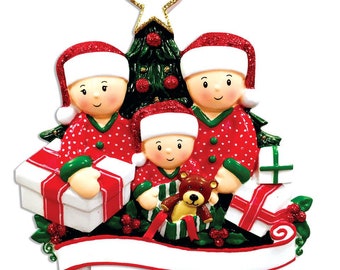 Personalized GINGERBREAD HOUSE FAMILY of 2-3-4-5-6 Christmas Tree Ornament 2020