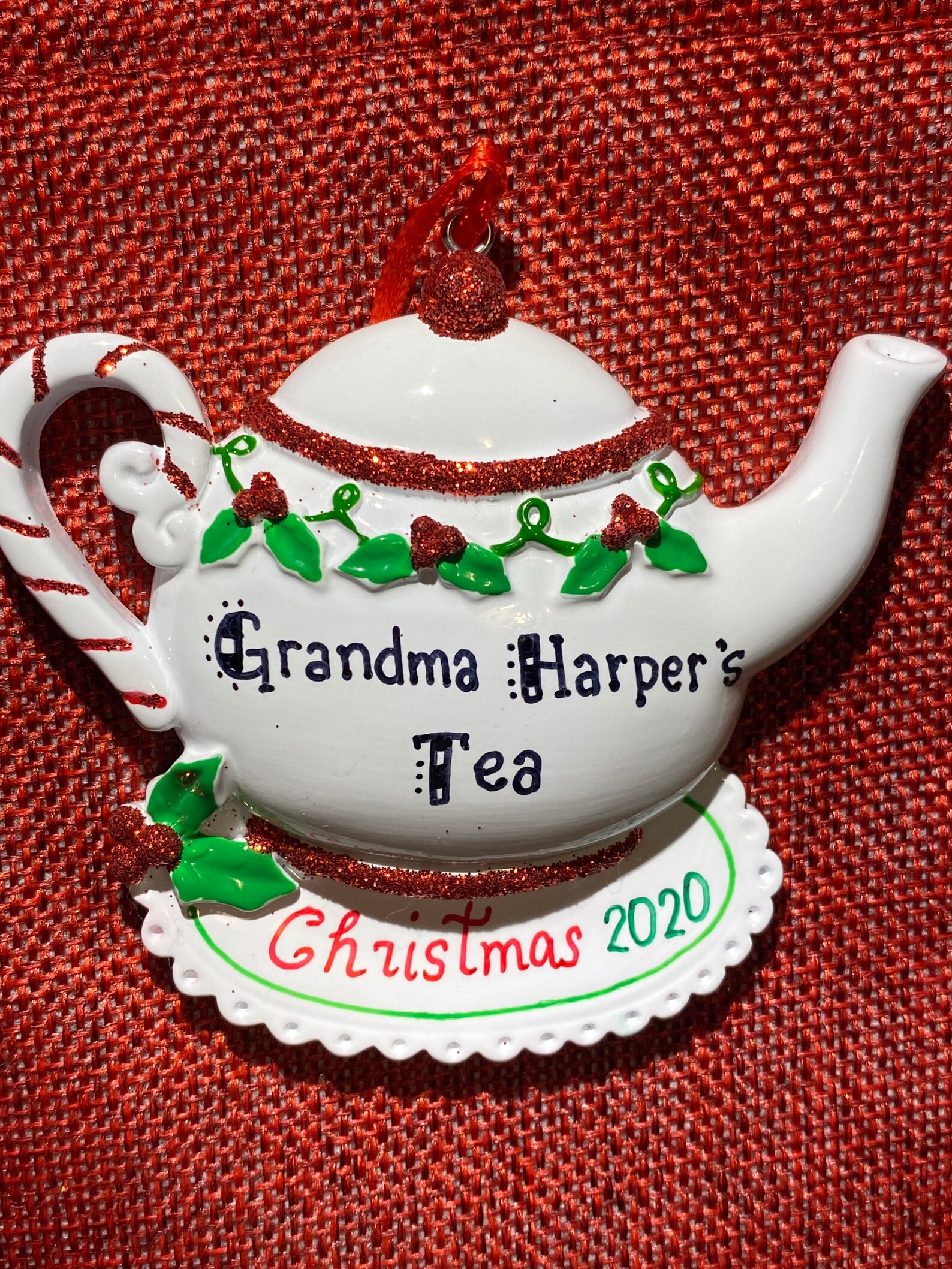Christmas Teapot Personalized Christmas Ornament Etsy