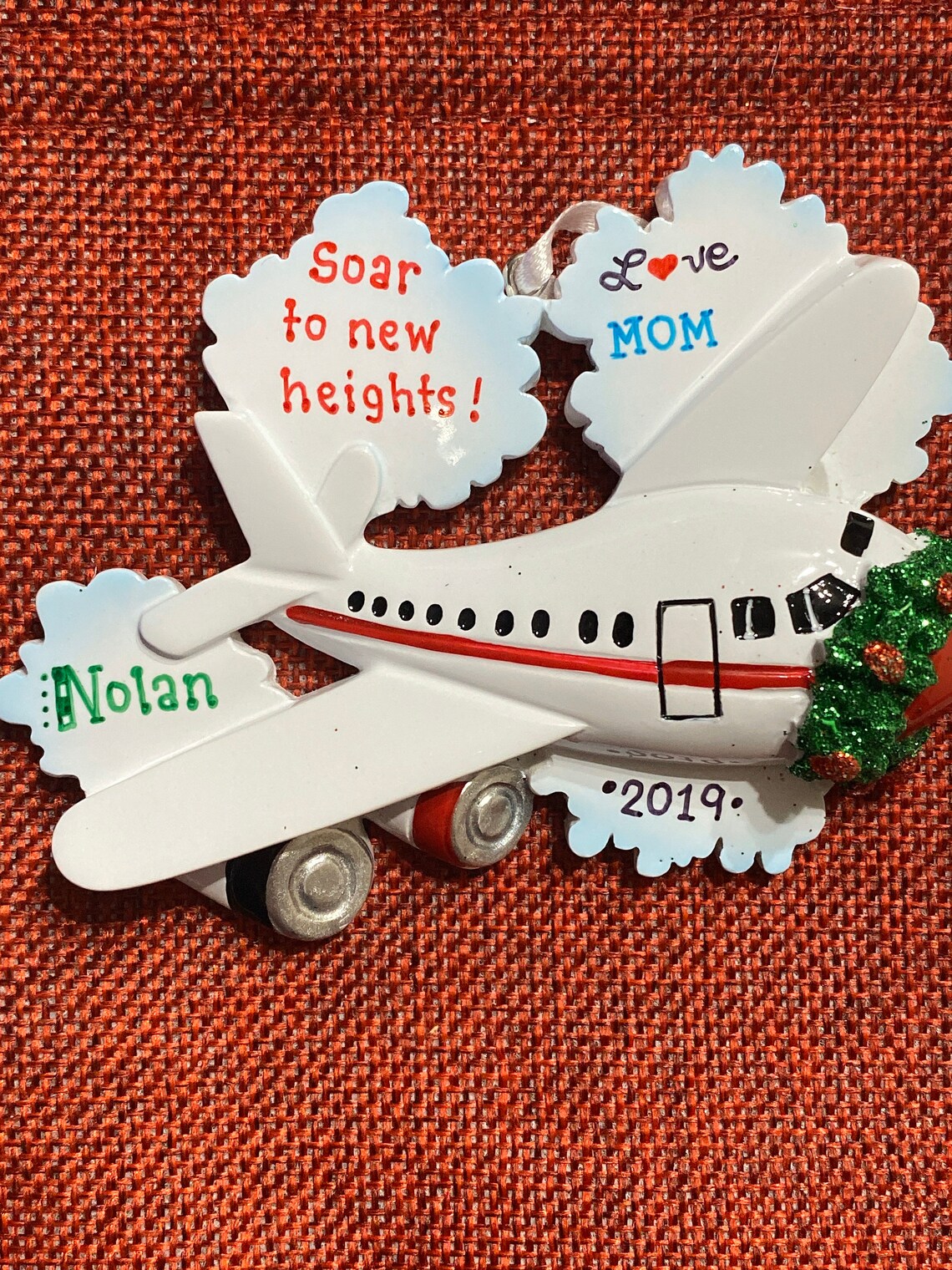 Airplane Personalized Christmas Holiday Ornament Etsy