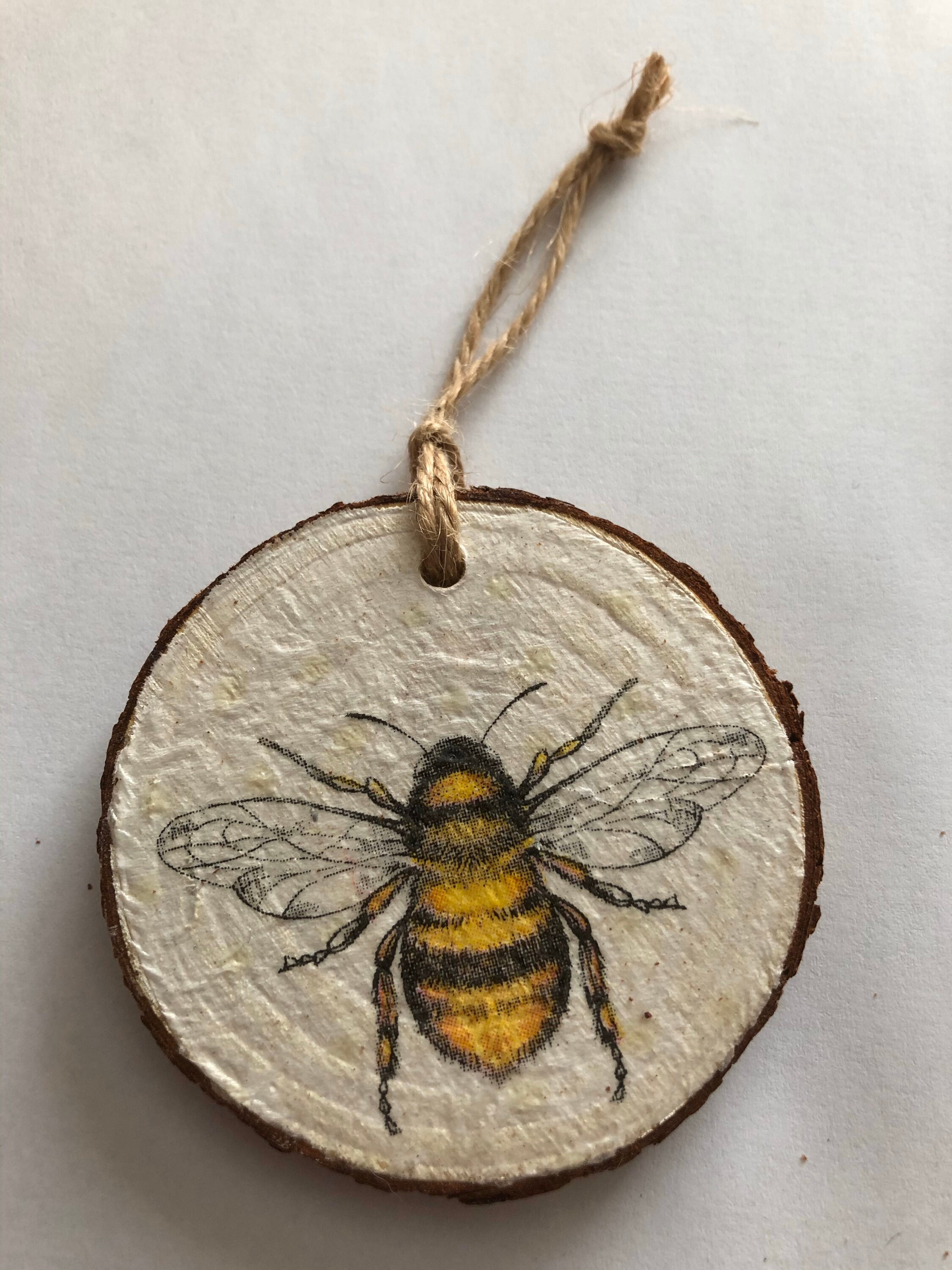 Worker Bee Hanging Decorative Wood Slice Etsy UK
