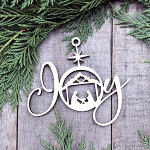 Wood Christmas ornament birch Christmas ornament laser cut ornament Christmas ornament Joy Wooden Ornament
