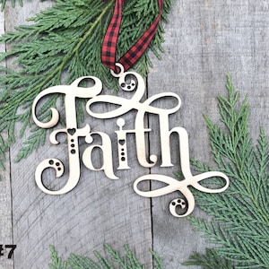 Wood Christmas ornament birch Christmas ornament laser cut ornament Christmas ornament Faith Wooden Ornament