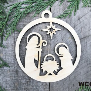 Wood Christmas ornament birch Christmas ornament laser cut ornament Christmas ornament Manger Scene Wooden Ornament