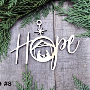 Wood Christmas ornament birch Christmas ornament laser cut ornament Christmas ornament Hope Wooden Ornament