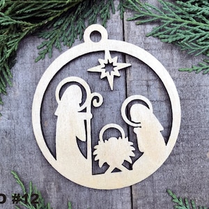 Wood Christmas ornament birch Christmas ornament laser cut ornament Christmas ornament Manger Scene Wooden Ornament