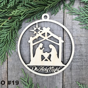 Wood Christmas ornament birch Christmas ornament laser cut ornament Christmas ornament O Holy Night Wooden Ornament