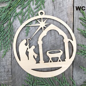 Wood Christmas ornament birch Christmas ornament laser cut ornament Christmas ornament Manger Scene Wooden Ornament