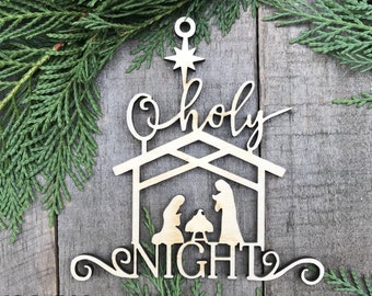 Wood Christmas ornament birch Christmas ornament laser cut ornament Christmas ornament O Holy Night Wooden Ornament