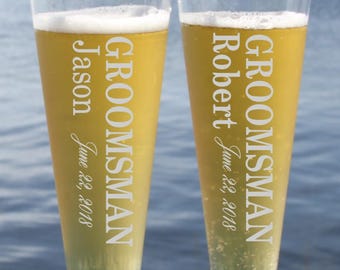 Pilsner Beer Glasses Pilsner Beer Glass Engraved Pilsner Groomsmans Beer Glass Groomsmens Beer Glass Etched Beer Glass Best Mans Gift
